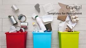  Presentation with plastic container - Beautiful presentation theme featuring three-different-container-for-sorting backdrop and a light gray colored foreground