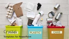  Presentation with plastic container - PPT layouts consisting of three-different-container-for-sorting background and a yellow colored foreground