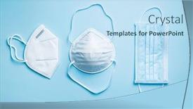  Presentation with face masks - Cool new PPT theme with three-different-protection-face-masks backdrop and a sky blue colored foreground