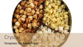  Presentation with popcorn kernel - Colorful PPT theme enhanced with three-different-styles-of-popcorn backdrop and a yellow colored foreground