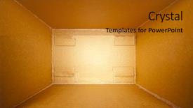  Presentation with cardboard - Presentation consisting of three dimensional - big cardboard open delivery box background and a gold colored foreground