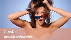  Presentation with scary movie - Cool new slide deck with three dimensional - portrait of a beautiful young backdrop and a coral colored foreground