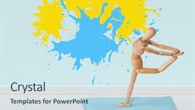  Presentation with wall paint - Theme with three dimensional house - colourful paint splashes against gray background and a sky blue colored foreground