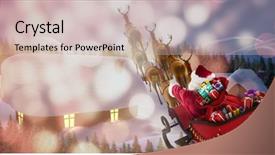  Presentation with low angle view of hockey - Slide deck with three dimensional house - high angle view of santa background and a soft green colored foreground