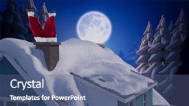  Presentation with santa claus and reindeers - Beautiful PPT theme featuring three dimensional house - santa claus plays guitar backdrop and a  colored foreground