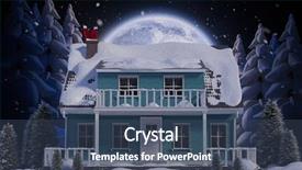  Presentation with santa claus and reindeers - Colorful presentation theme enhanced with three dimensional house - santa claus plays guitar backdrop and a  colored foreground