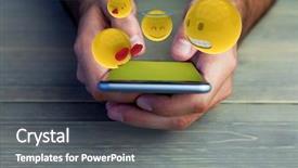  Presentation with reactions - Amazing presentation design having three dimensional image of smileys backdrop and a dark gray colored foreground