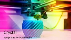  Presentation with machine - Theme featuring three dimensional printing machine 3d background and a lavender colored foreground