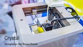  Presentation with printer machine - Presentation theme consisting of three dimensional printing machine 3d background and a light blue colored foreground