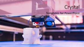  Presentation with machine - Audience pleasing PPT theme consisting of three dimensional printing machine 3d backdrop and a coral colored foreground