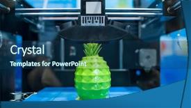  Presentation with machine - PPT theme with three dimensional printing machine 3d background and a ocean colored foreground