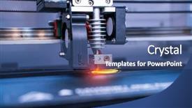  Presentation with machine - Beautiful presentation theme featuring three dimensional printing machine 3d backdrop and a ocean colored foreground