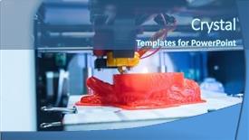  Presentation with machine - Amazing slide deck having three dimensional printing machine backdrop and a ocean colored foreground