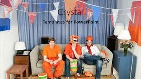  Presentation with sports fans - Cool new PPT theme with three-disillusioned-sports-fans backdrop and a seafoam green colored foreground