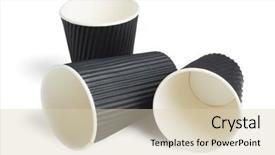  Presentation with coffee - Theme featuring three disposable black coffee cups background and a  colored foreground