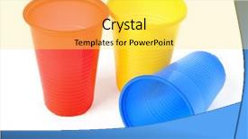  Presentation with empty - Slides enhanced with three disposable empty colorful cups background and a yellow colored foreground