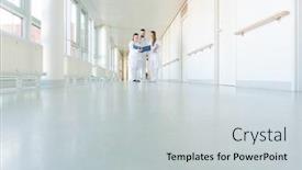  Presentation with cases - Amazing PPT layouts having three-doctors-on-hospital-corridor backdrop and a lemonade colored foreground