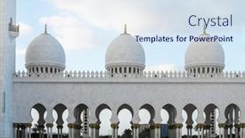  Presentation with uae zayed grand mosque - Presentation theme with three-domes-visible background and a sky blue colored foreground