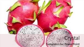  Presentation with dragon - Presentation theme enhanced with three dragon fruits isolated on white background background and a soft green colored foreground