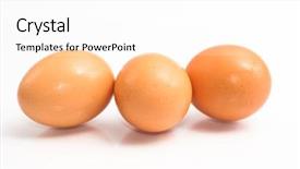  Presentation with linen - PPT layouts enhanced with three eggs lying down on a white linen background background and a white colored foreground