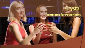  Presentation with night club - PPT theme featuring three elegant ladies with cocktails background and a  colored foreground