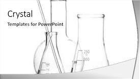  Presentation with glassware - Presentation design featuring three empty laboratory glassware background and a white colored foreground
