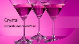  Presentation with purple - Theme featuring three empty martini glasses background and a coral colored foreground