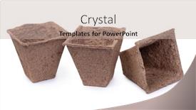  Presentation with empty - Slide set with three-empty-peat-pots-isolated background and a mint green colored foreground