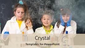  Presentation with chemical experiment - Amazing PPT layouts having school - three excited funny children backdrop and a lemonade colored foreground