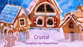  Presentation with gingerbread house decorated colorful candies - Slide deck consisting of three fabulous gingerbread house background and a pink colored foreground