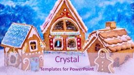  Presentation with gingerbread house decorated colorful candies - PPT layouts with three fabulous gingerbread house background and a sky blue colored foreground