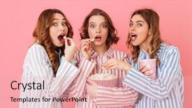  Presentation with movie - Presentation theme consisting of three fascinating young girls 20s background and a lemonade colored foreground