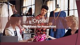  Presentation with garment - Beautiful slides featuring three fashion designers in meeting backdrop and a tawny brown colored foreground