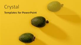 Presentation with pop art - Slide deck enhanced with three-feijoa-fruits-on-yellow background and a yellow colored foreground