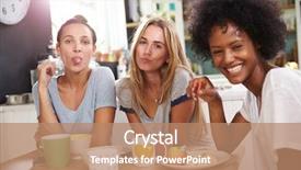  Presentation with female security officer - PPT layouts enhanced with three female friends enjoying breakfast background and a coral colored foreground