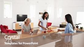  Presentation with meal planning - Beautiful slides featuring three female friends preparing meal backdrop and a coral colored foreground