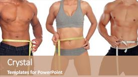  Presentation with body - Amazing slide deck having three fitness bodies isolated backdrop and a coral colored foreground