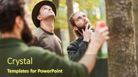  Presentation with trees - PPT layouts consisting of three-foresters-selecting-and-marking background and a tawny brown colored foreground