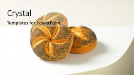  Presentation with seed - Slides featuring three fresh poppy seed buns on white background background and a lemonade colored foreground