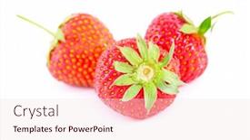  Presentation with strawberries - Presentation theme enhanced with three-fresh-strawberries-isolated background and a sky blue colored foreground