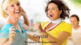  Presentation with keyword - Slide deck featuring three friends having fun a keyword for this collection is wima7 background and a yellow colored foreground