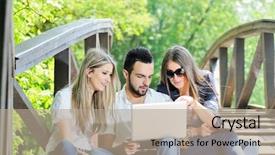  Presentation with nature - Amazing presentation having three friends with laptop backdrop and a coral colored foreground