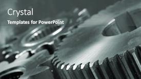  Presentation with metallic blue - Slide set enhanced with three-gears-connecting background and a dark gray colored foreground