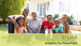  Presentation with family day - Slide set featuring three-generation-african-american-family background and a yellow colored foreground