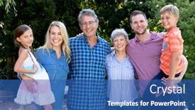  Presentation with family day - Amazing PPT theme having three-generation-caucasian-family-spending backdrop and a ocean colored foreground