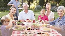  Presentation with generation family farm - Presentation theme featuring three generation family enjoying barbeque background and a lemonade colored foreground