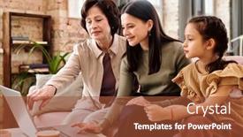  Presentation with family shopping - Beautiful presentation theme featuring three-generation-family-of-happy backdrop and a red colored foreground