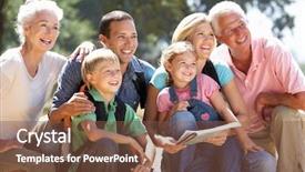  Presentation with generation family farm - PPT layouts having three generation family on country background and a tawny brown colored foreground