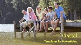  Presentation with generation family farm - PPT theme consisting of three generation family sitting background and a tawny brown colored foreground