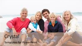  Presentation with winter family - Beautiful slide deck featuring three generation family sitting backdrop and a coral colored foreground